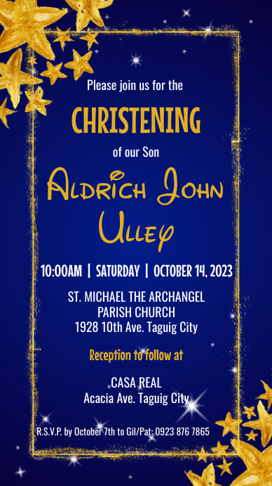 Christening Invitation | watercolor stars ins Instagram Story template